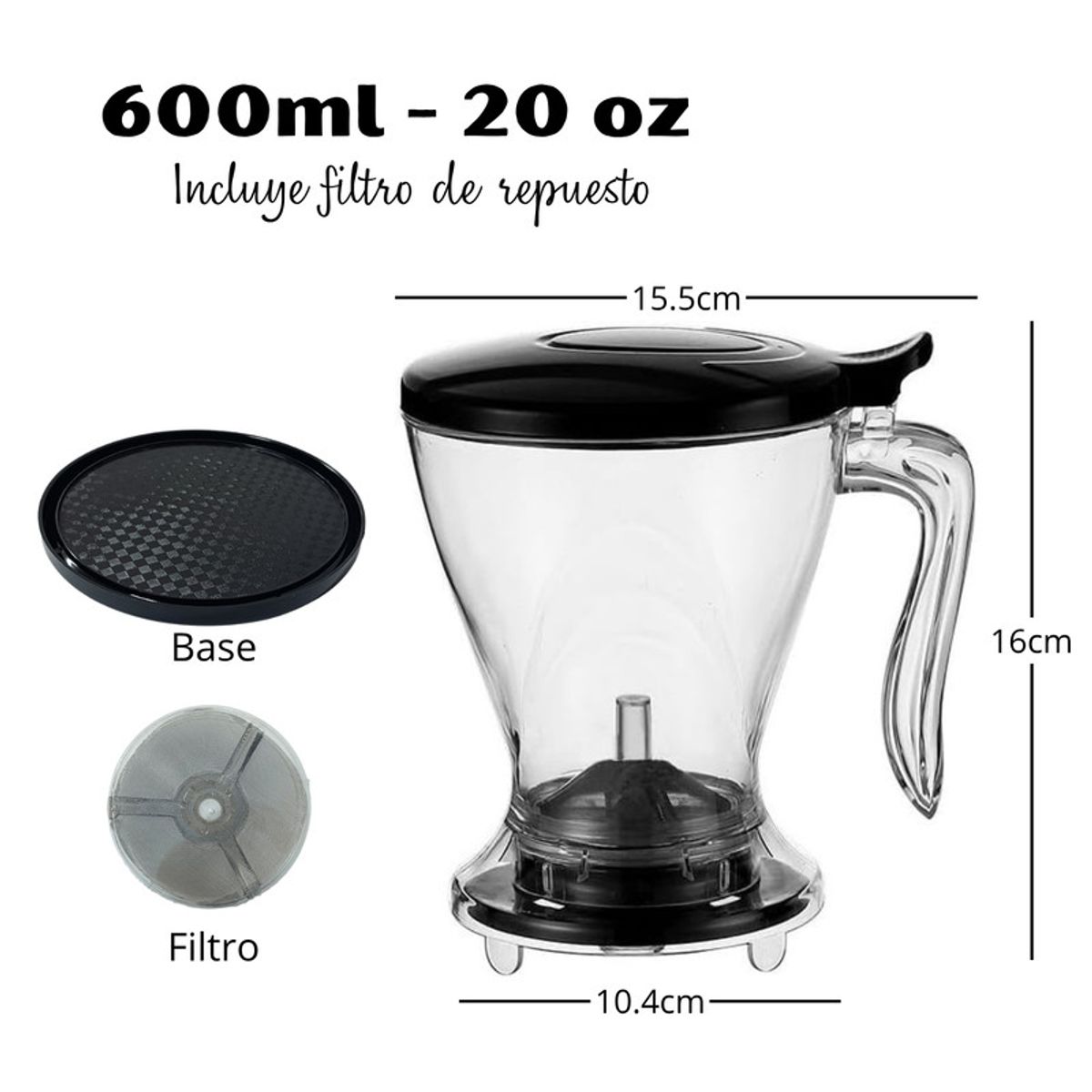 PENTHA - Cafetera Gota a Gota 600ml con Filtro Jarra Infusor de Té