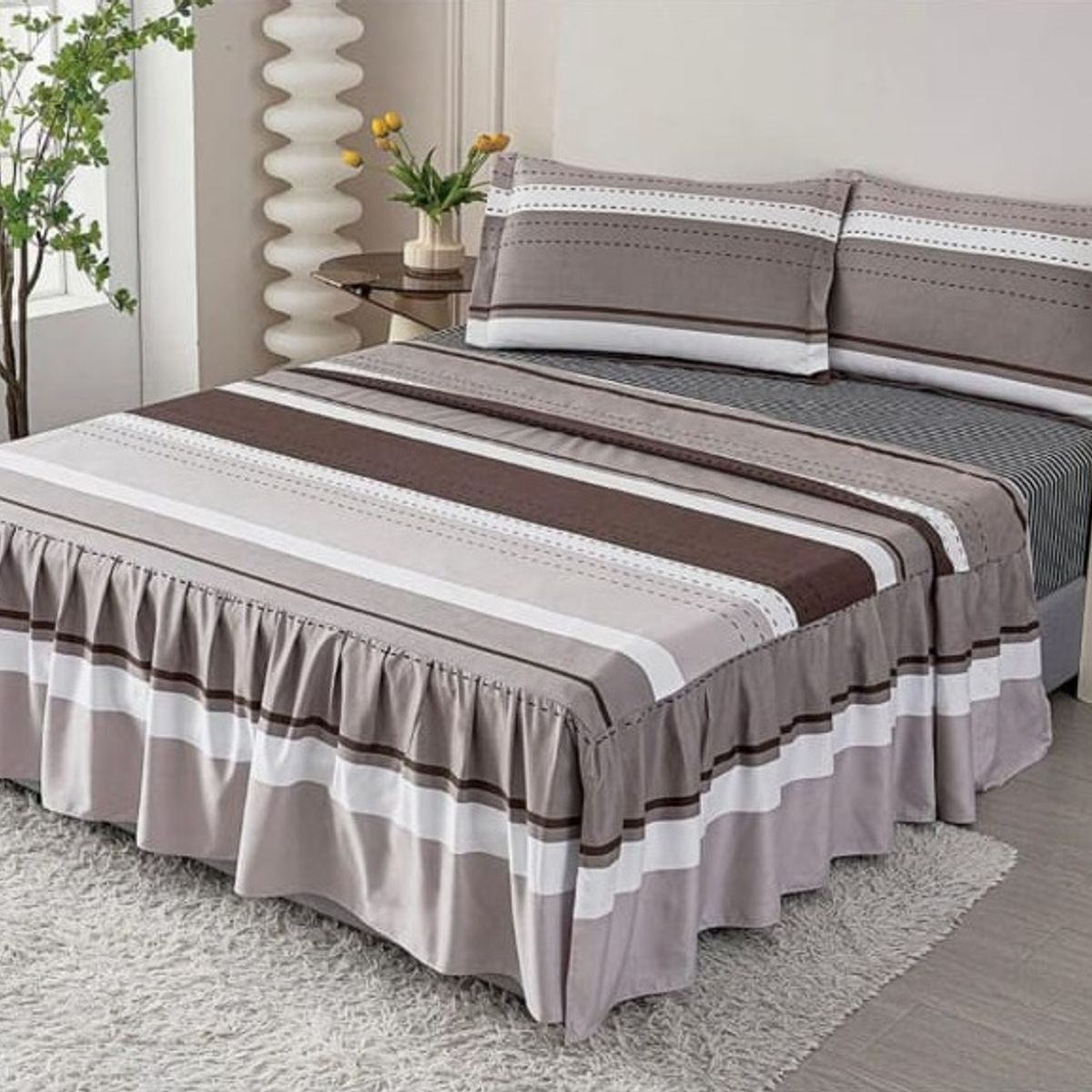 GENERICO - JUEGO DE SÁBANAS CON BLONDA CALIFORNIA