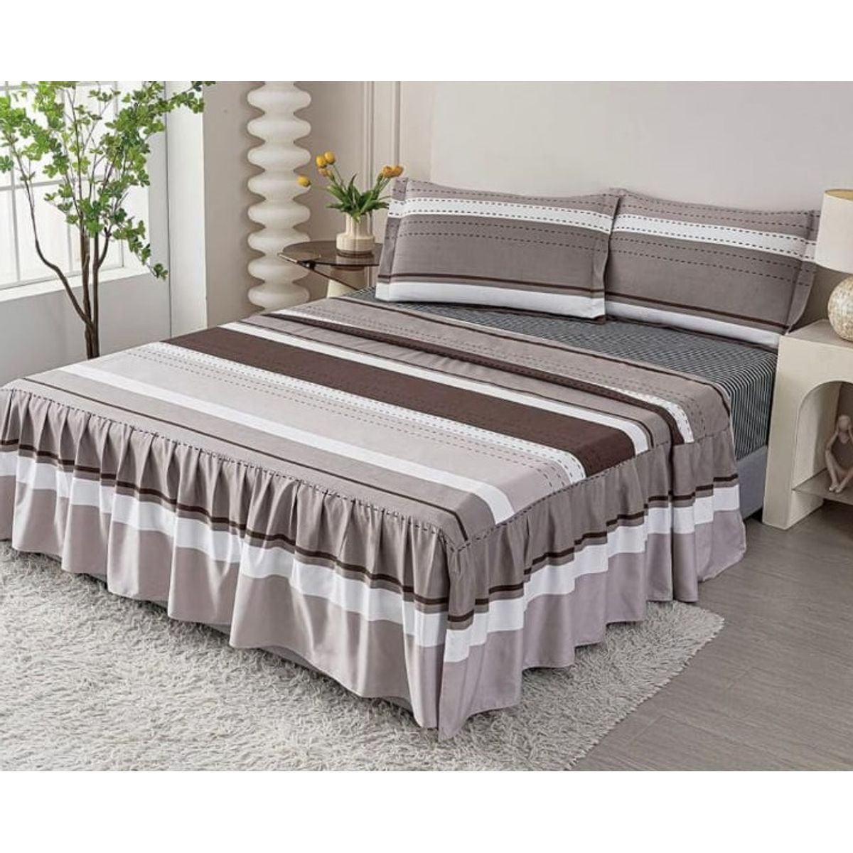 GENERICO - JUEGO DE SÁBANAS CON BLONDA CALIFORNIA