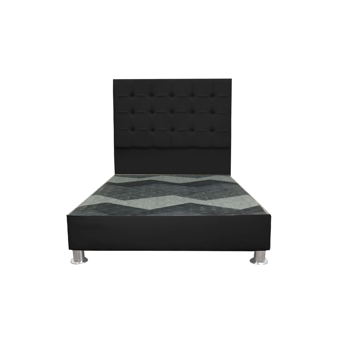 MUEBLES MACRUMO - Cama tapizada Modena - 2 Plz - Color negro
