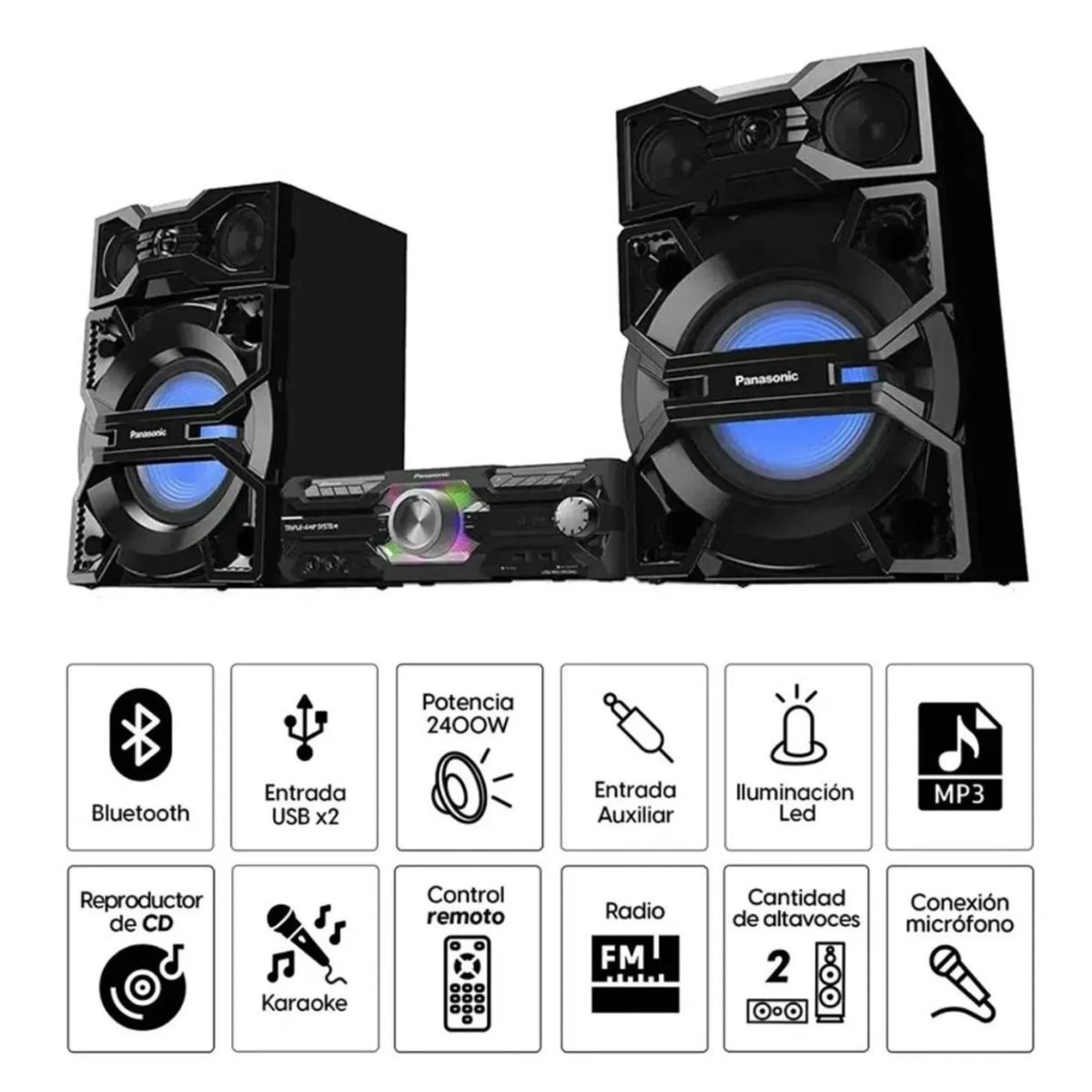 PANASONIC - Minicomponente Panasonic SC-MAX3600PU 2400W Bluetooth DJ Jukebox USB FM