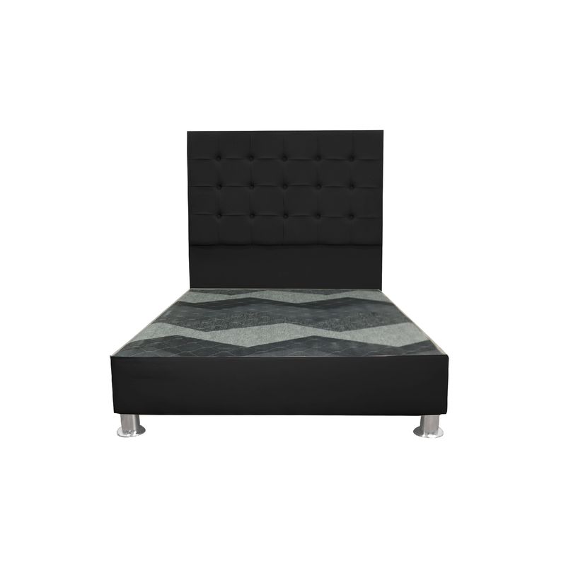 MUEBLES MACRUMO - Cama tapizada Modena - Queen - Color Negro