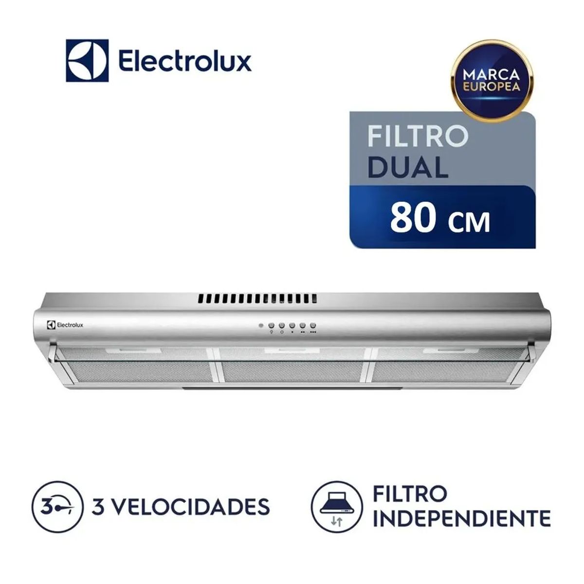 ELECTROLUX - Campana Extractora de 80 cm 3 Vel Electrolux EJSE302TBJS Acero