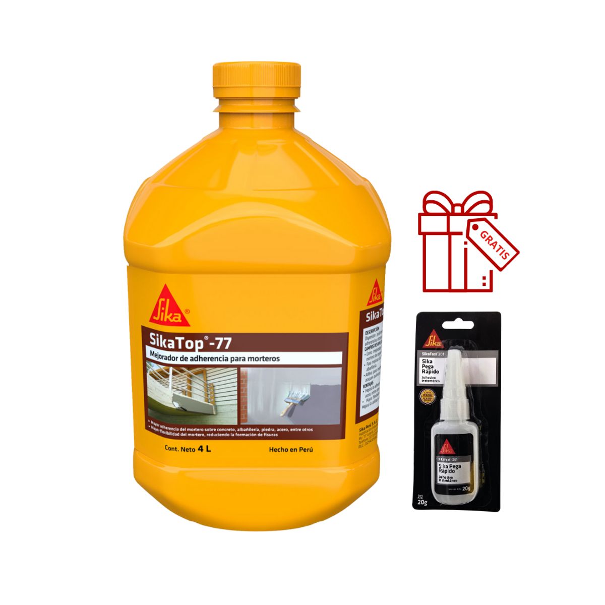 SIKA - Mejorador de Adherencia p/ Mortero SikaTop 77 x4L Gratis 1Sikafast 201