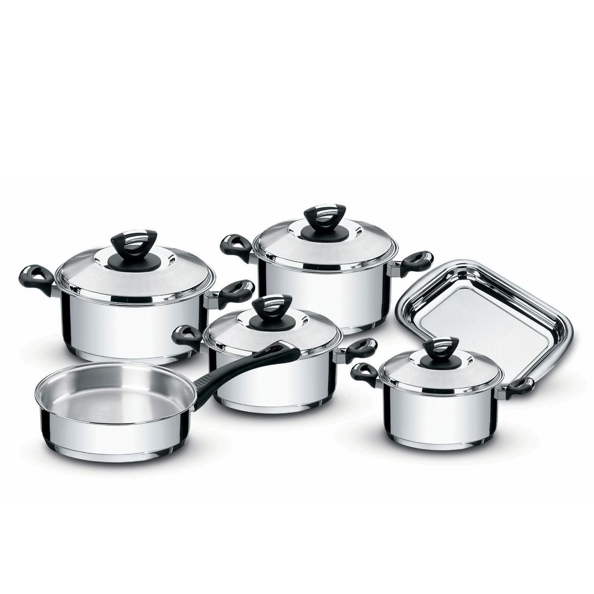 TRAMONTINA - Juego de Ollas 10 Piezas Acero Inoxidable Solar
