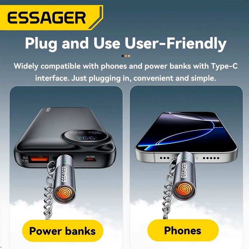 ESSAGER - Encendedor Electronic Essager Conector Tipo C Para Celular