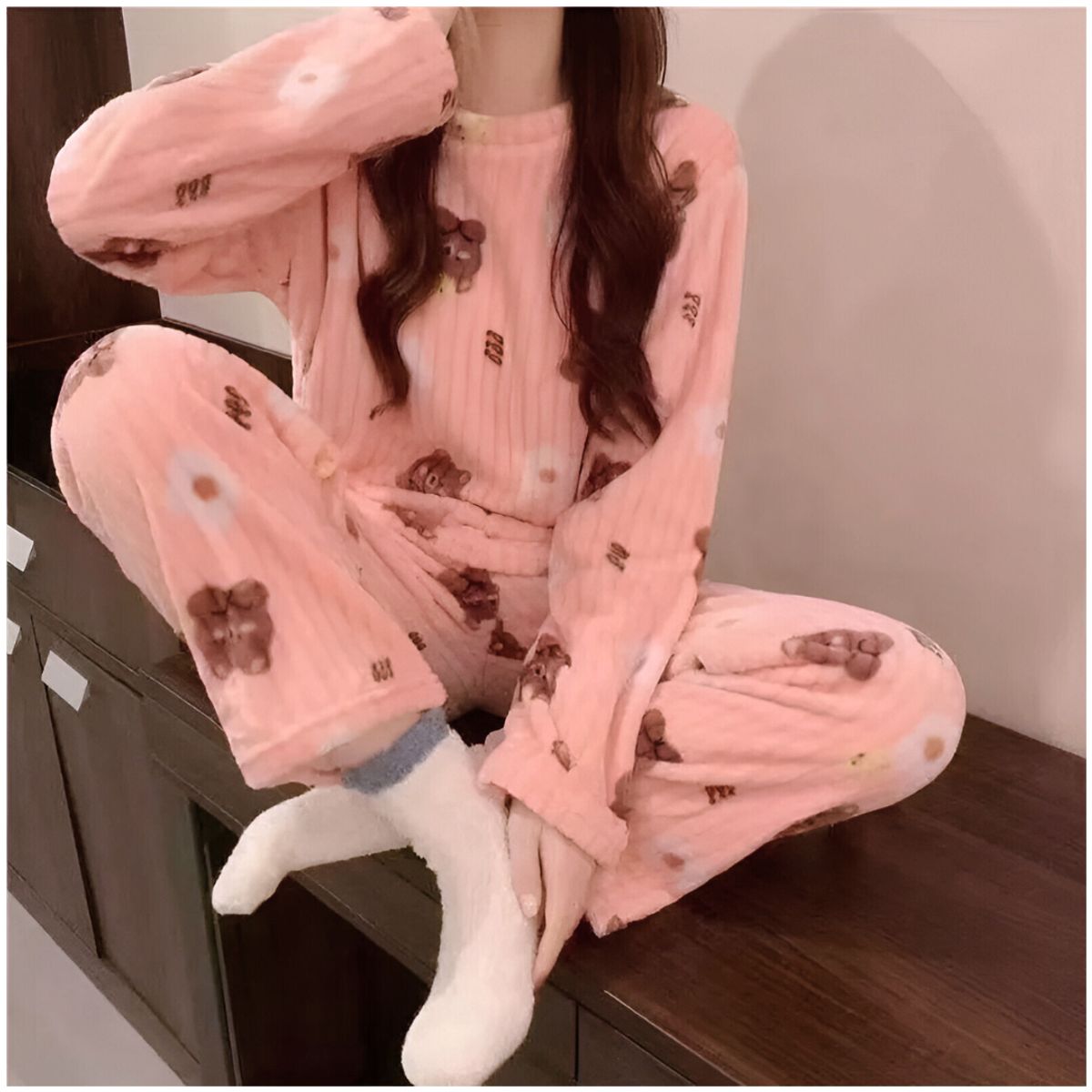 INSPIRA MARKET - Pijama de Felpa 2 Piezas Kawaii Ositos Mujer