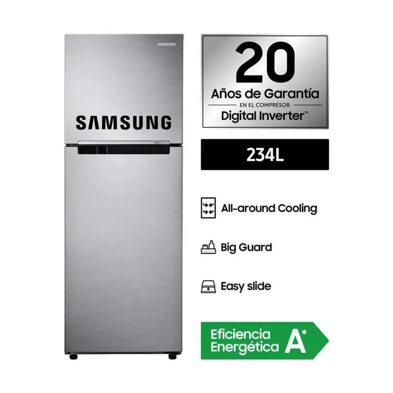 SAMSUNG - REFRIGERADORA SAMSUNG TOP FREEZER NO FROST 234 LT RT22FARADS8