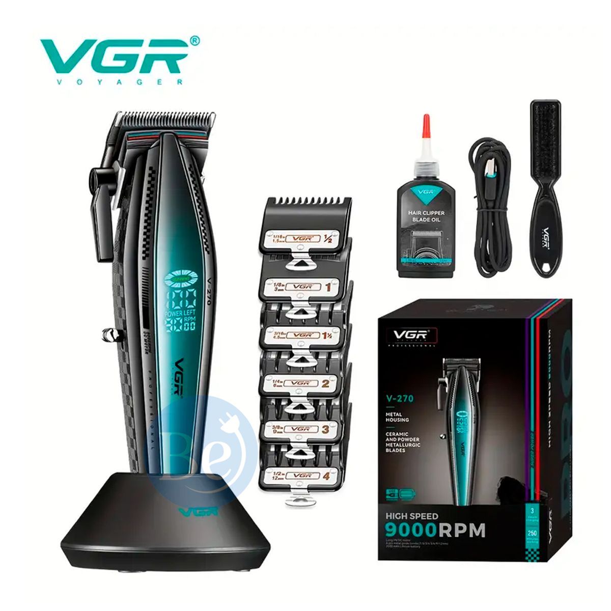 VOYAGER - Combo Barber VGR Cortadora V-270 y Trimmer V-992 de 9000RPM