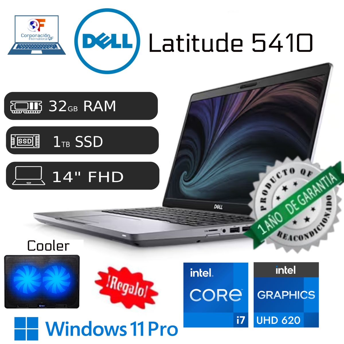 DELL - Laptop Dell Latitude 5410 CI7 10MA 32GB RAM 1TB SSD. REACONDICIONADA 1 AÑO GARANTÍA