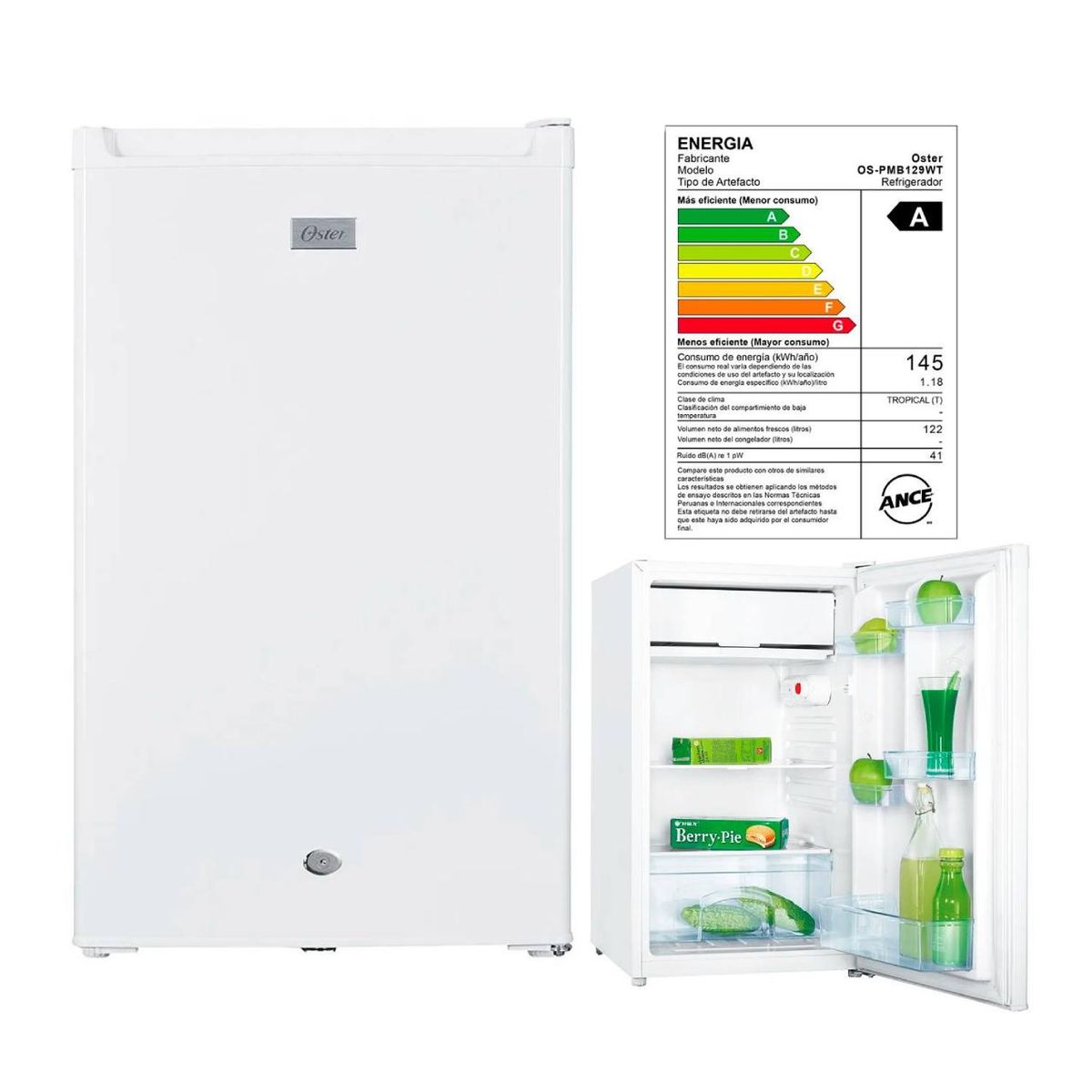 OSTER - Frigobar Oster 122L OS PMB129WT  Blanco