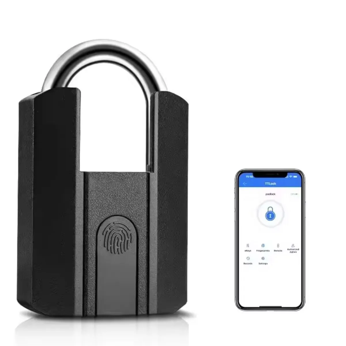 FUERTECO - Candado inteligente con lector de huella fingerlock TITAN