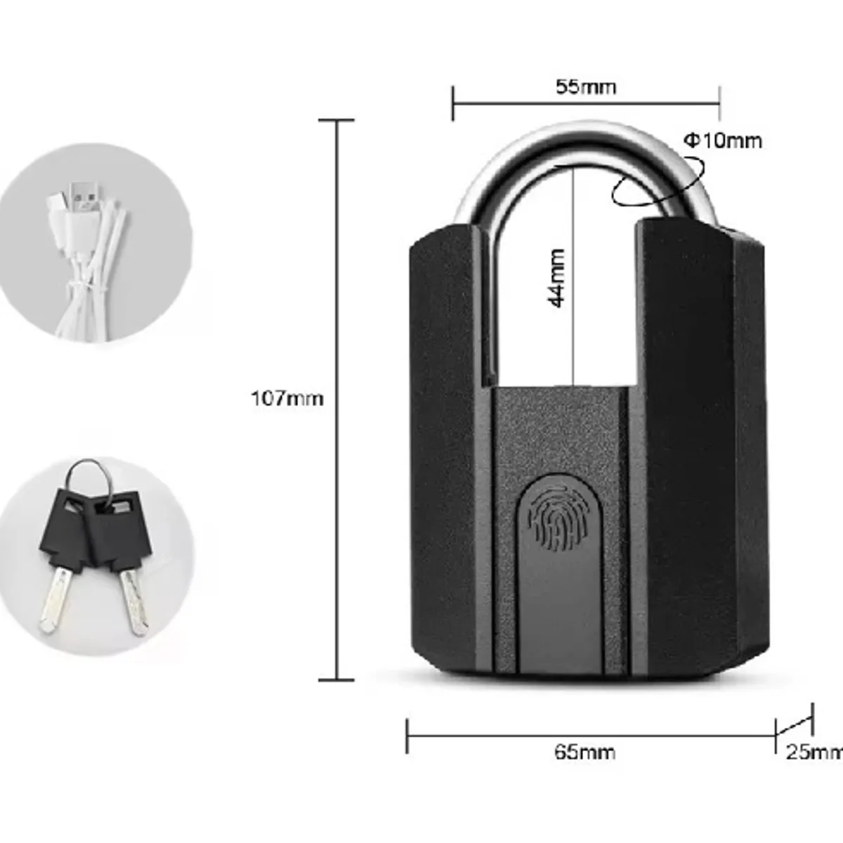 FUERTECO - Candado inteligente con lector de huella fingerlock TITAN