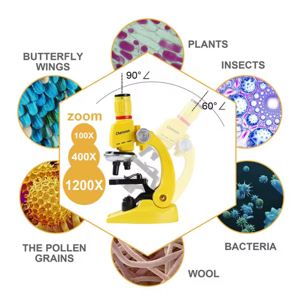 GENERICO - Microscopio Basico Educativo Infantil 3 niveles Amarillo
