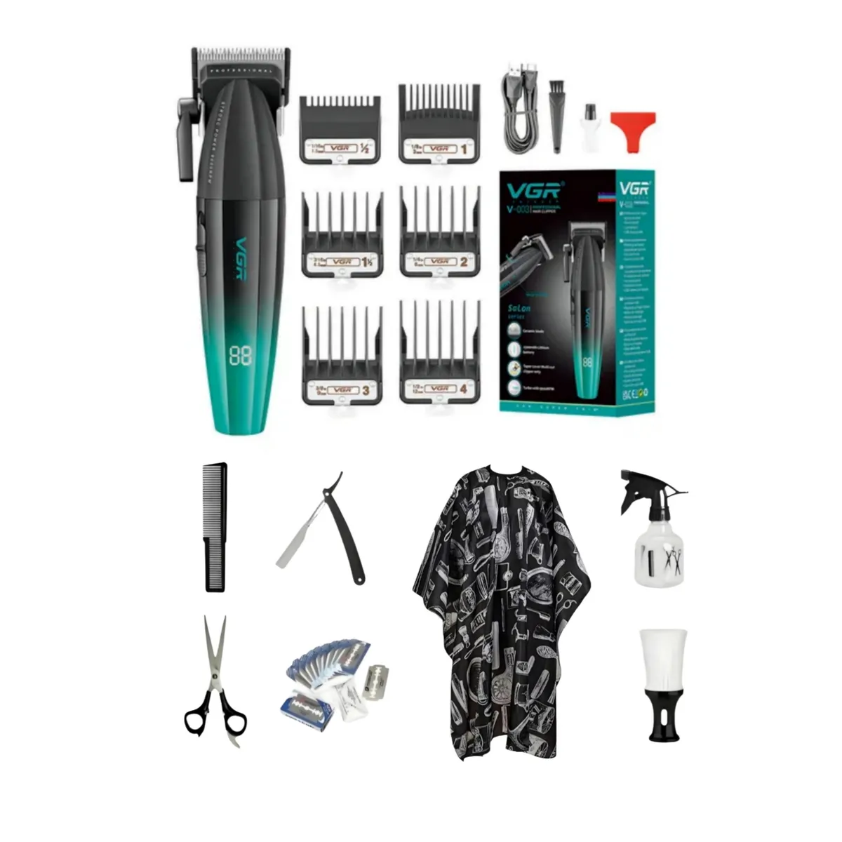 GENERICO - Cortadora de cabello VGR V-003 con accesorios adicionales