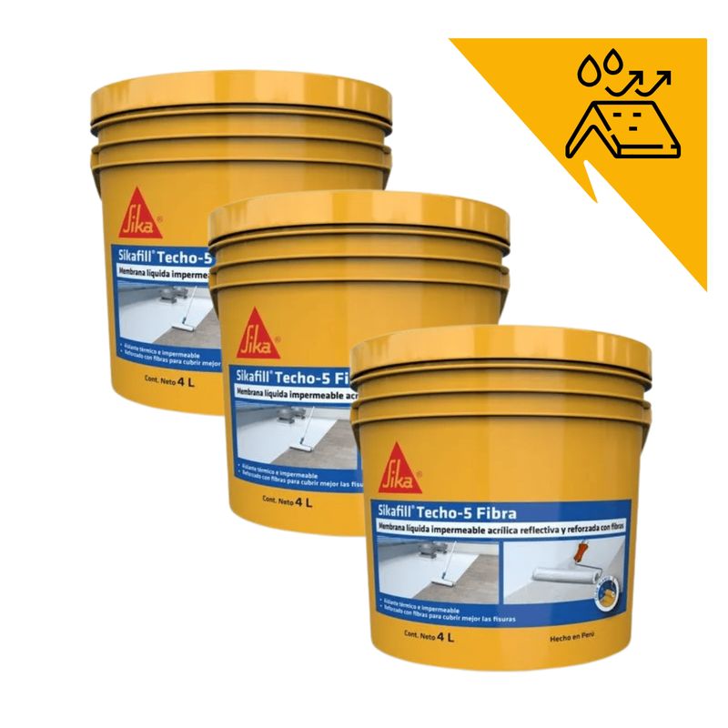 SIKA - 3X2 Impermeabilizante p techos Sikafill Techo5 Blanco x4L