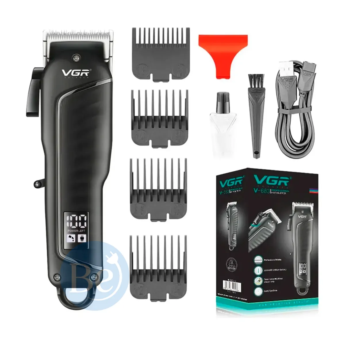 VOYAGER - Cortadora de Cabello VGR V-683 Inalámbrica Negro