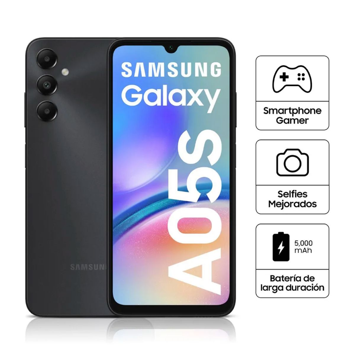 SAMSUNG - Celular Samsung Galaxy A05s 128GB 6GB ram cámara principal 50MP frontal 13MP 67 Negro