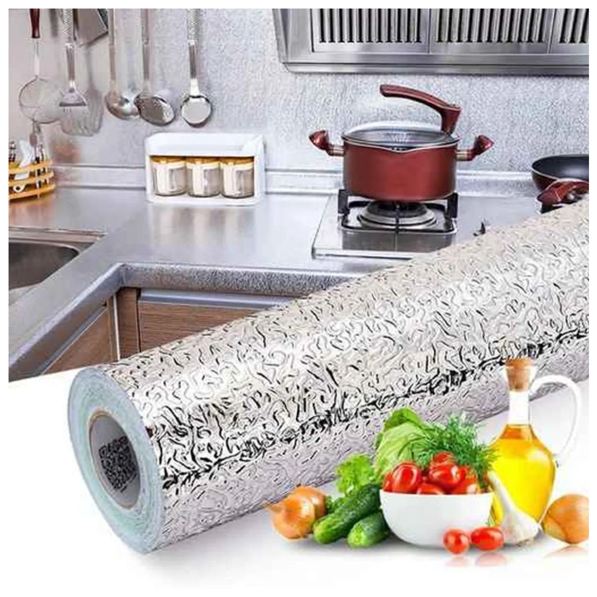 GENERICO - Papel Extraíble de Aluminio para Pared de cocina