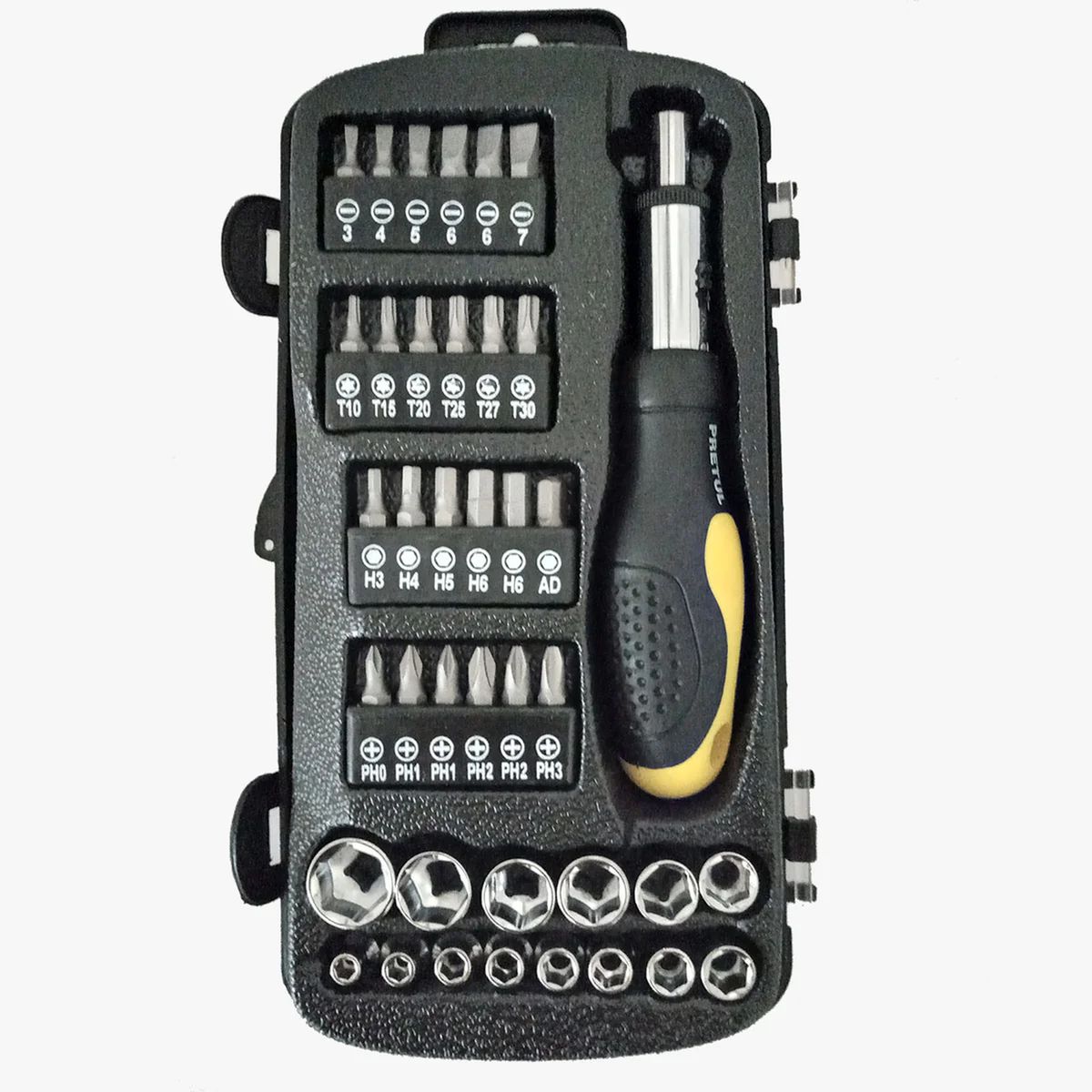 PRETUL - Juego Rachet de 39 Herramientas 1/4”