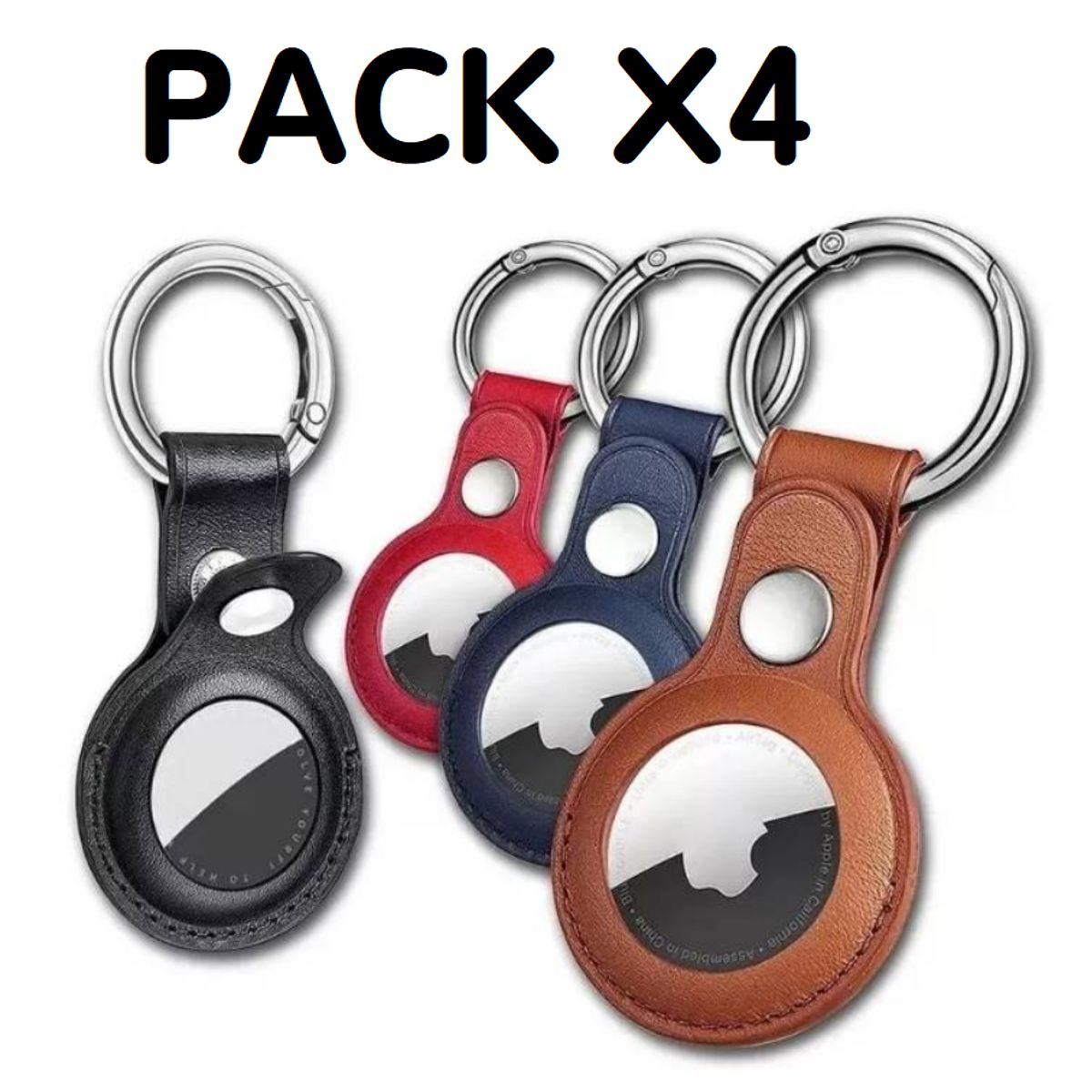 GENERICO - Funda case generico llavero para airtag cuero pu pack x4