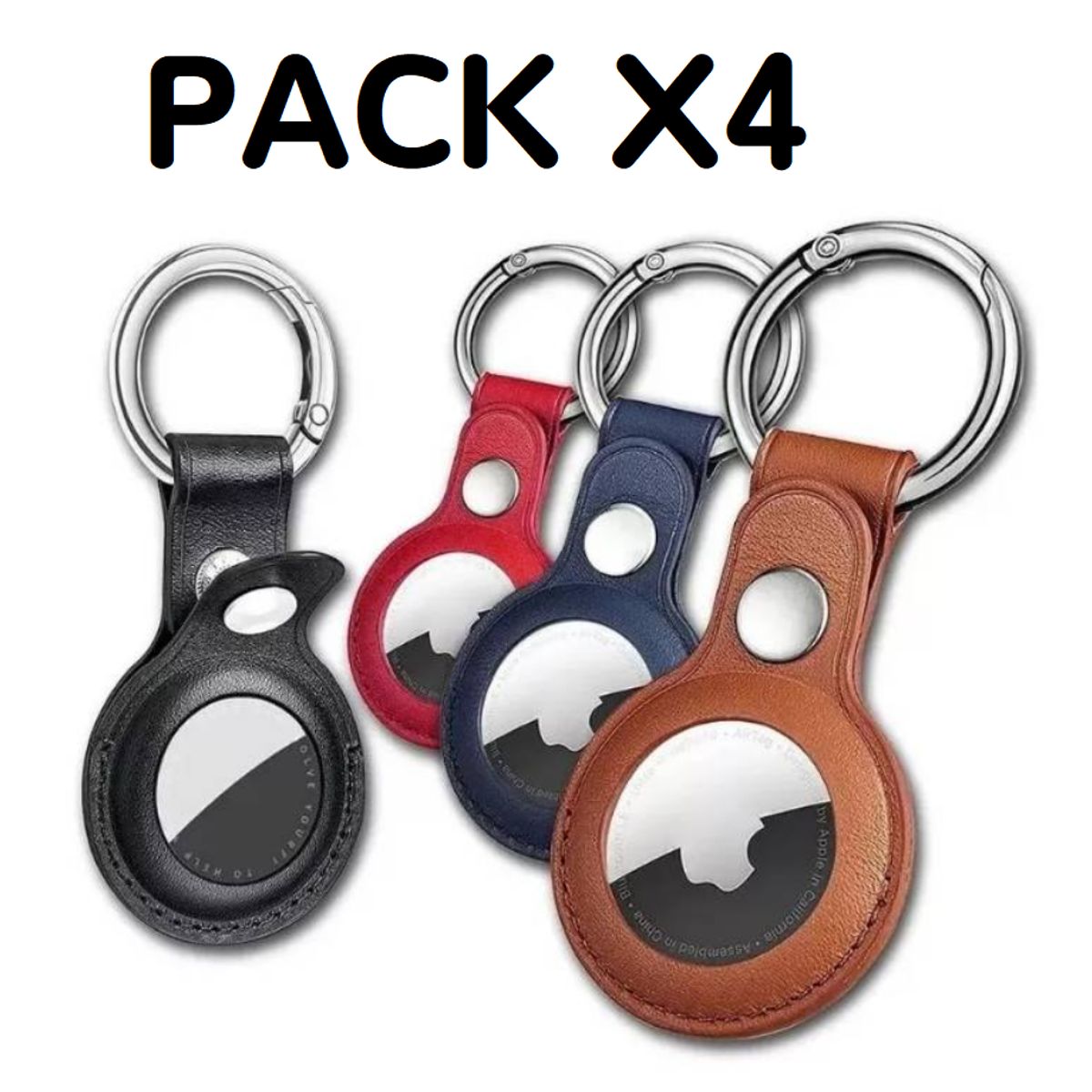 GENERICO - Funda case generico llavero para airtag cuero pu pack x4