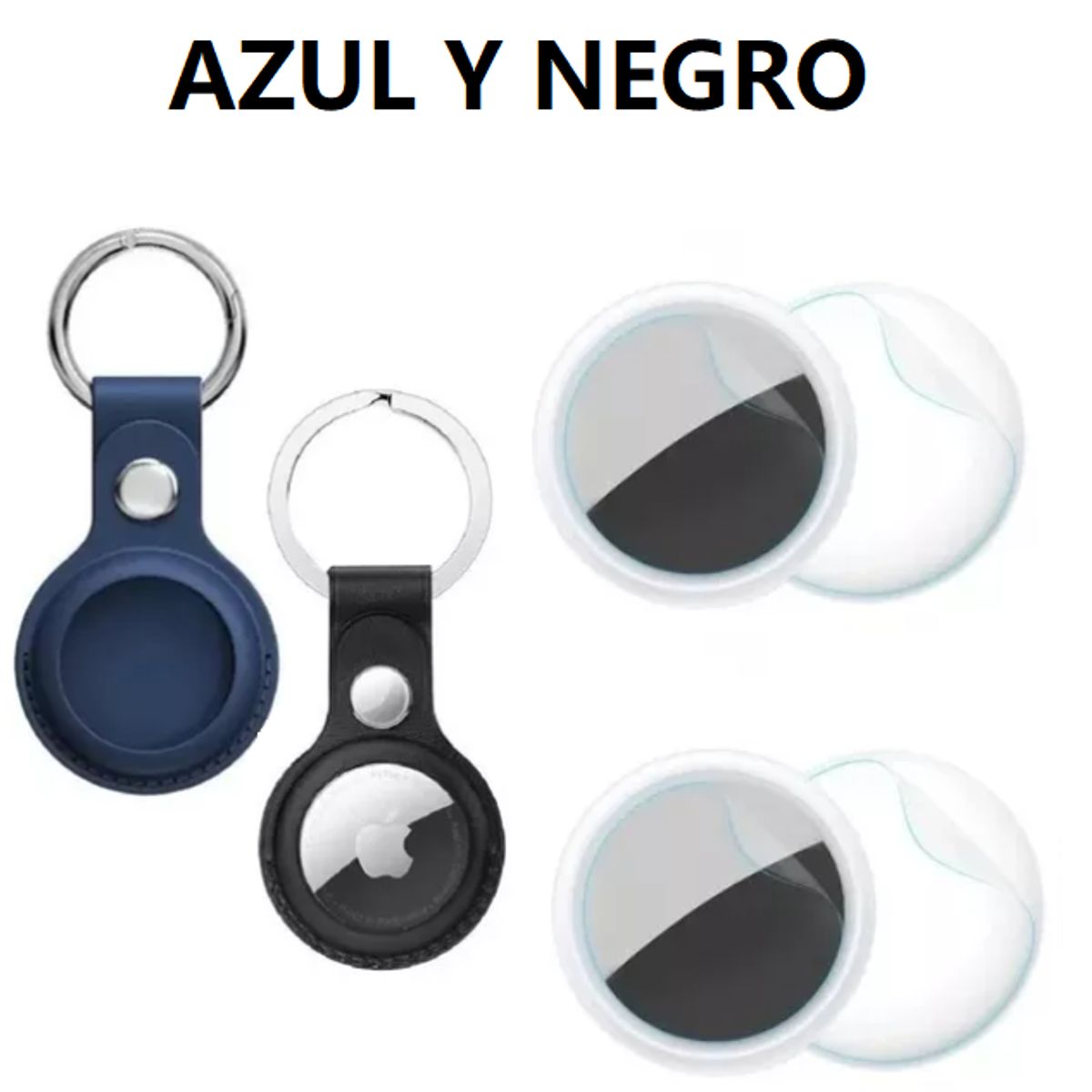 GENERICO - Funda case generico llavero para airtag cuero pu pack x2 y micas