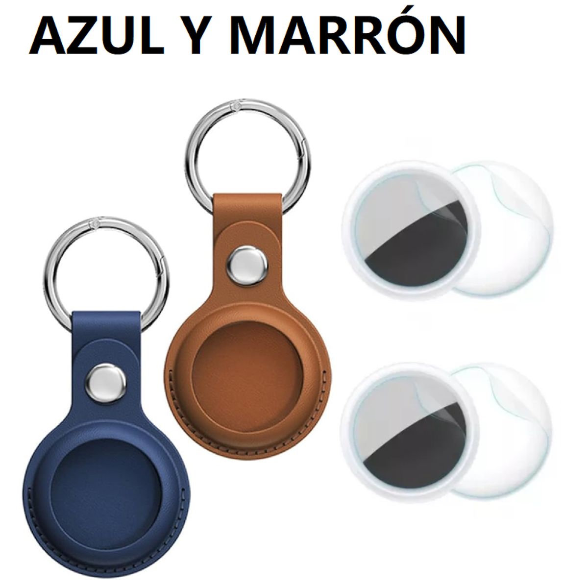 GENERICO - Funda case generico llavero para airtag cuero pu pack x2 y micas