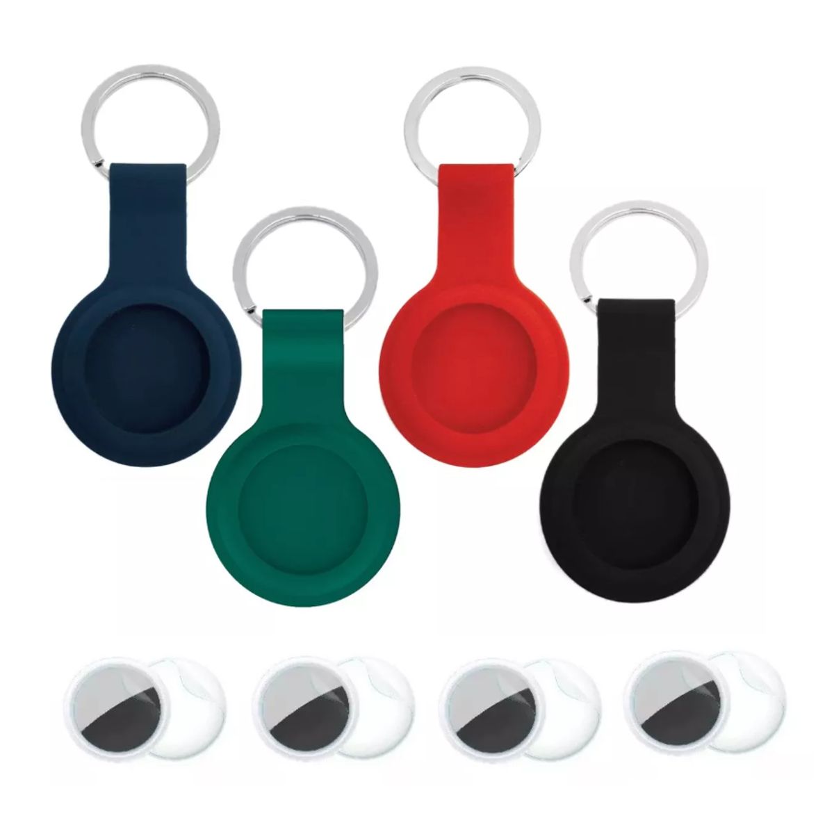 GENERICO - Funda case generico llavero para airtag silicona pack x4 y micas