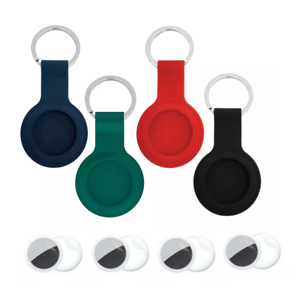 GENERICO - Funda case generico llavero para airtag silicona pack x4 y micas