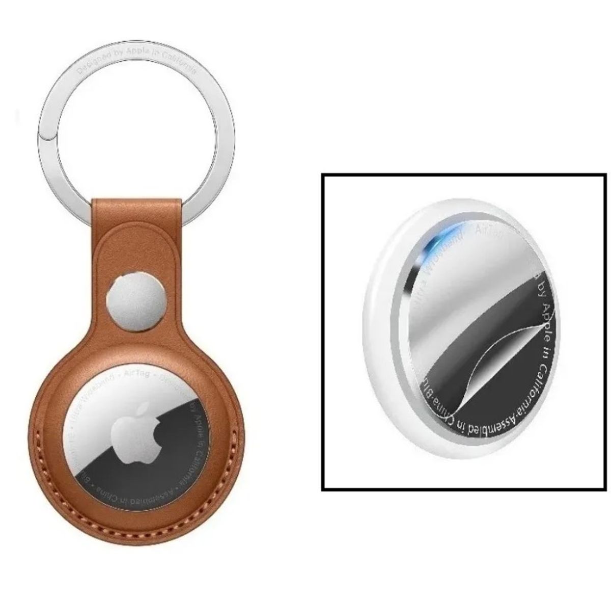GENERICO - Funda case generico llavero para airtag cuero pu MARRON + mica