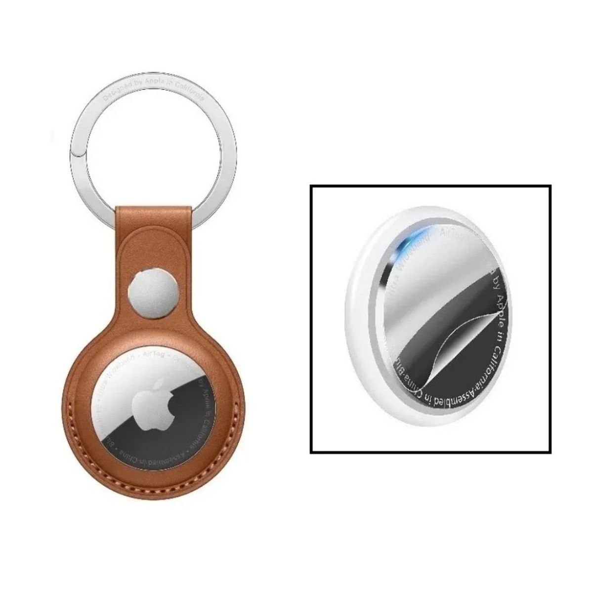 GENERICO - Funda case generico llavero para airtag cuero pu MARRON + mica