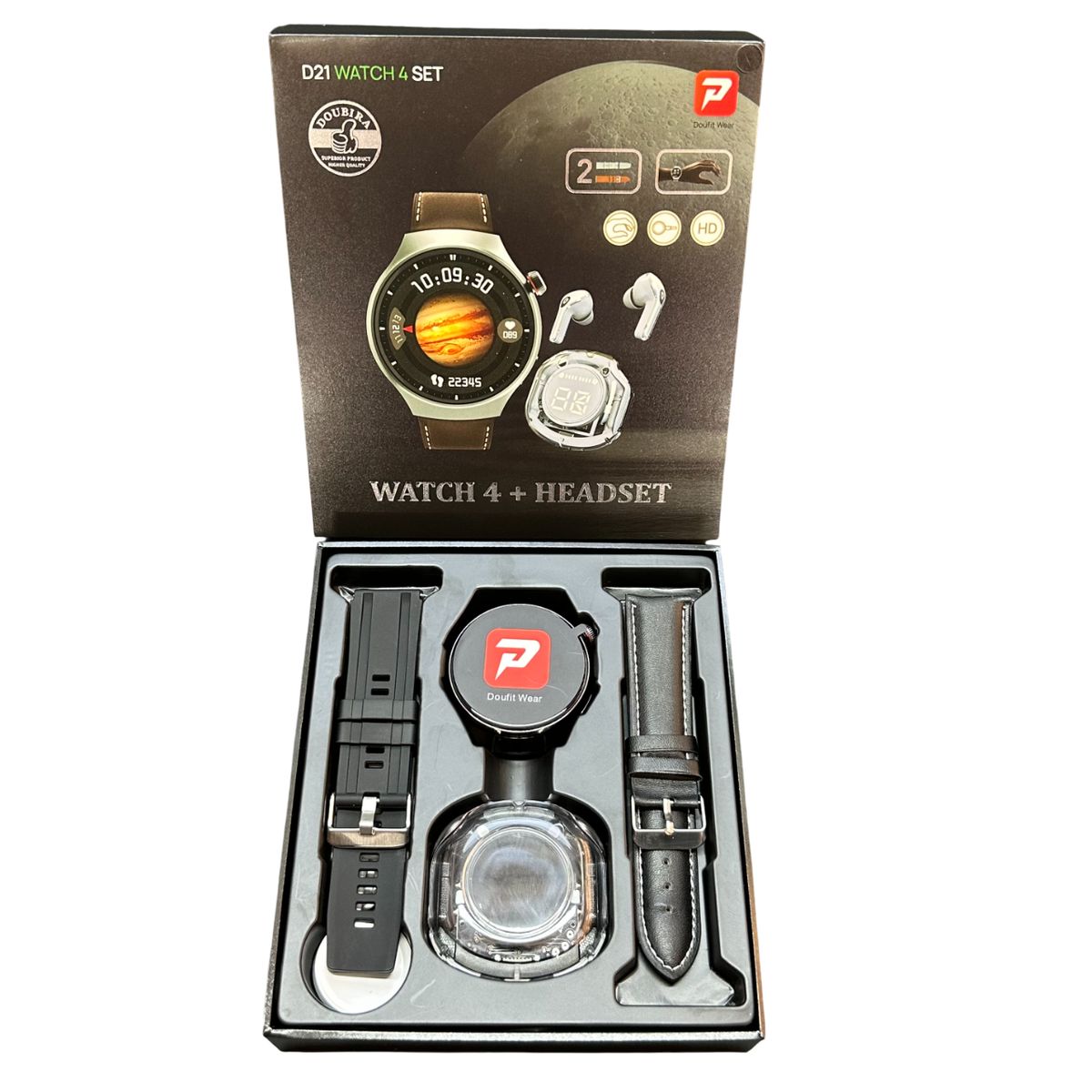 GENERICO - Smartwatch D21 Watch 4 Deporte + Audifonos y correa adicional - Negro