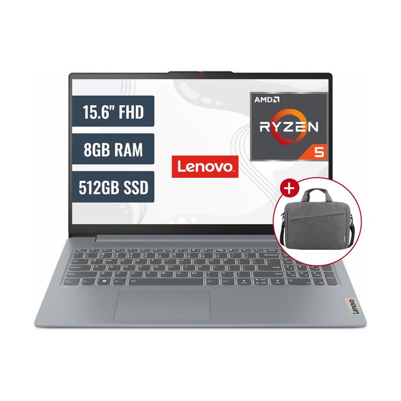 LENOVO - Laptop Lenovo IdeaPad Slim 3 AMD Ryzen 5 7520U 8GB RAM 512GB SSD M2 15.6 FHD FreeDOS + Maletin