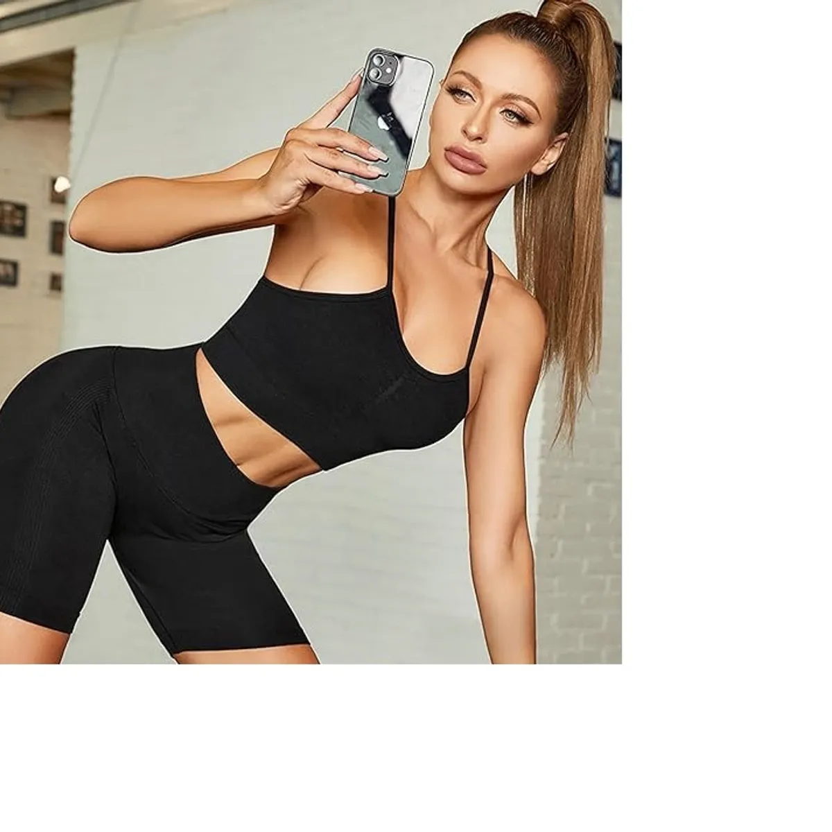 GENERICO - Conjunto de 2 piezas de entrenamiento sin costuras para mujer