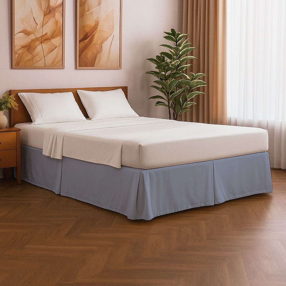 GENERICO - Cubre Tarima con Pliegues King 203 x 198 x 30 cm Gris