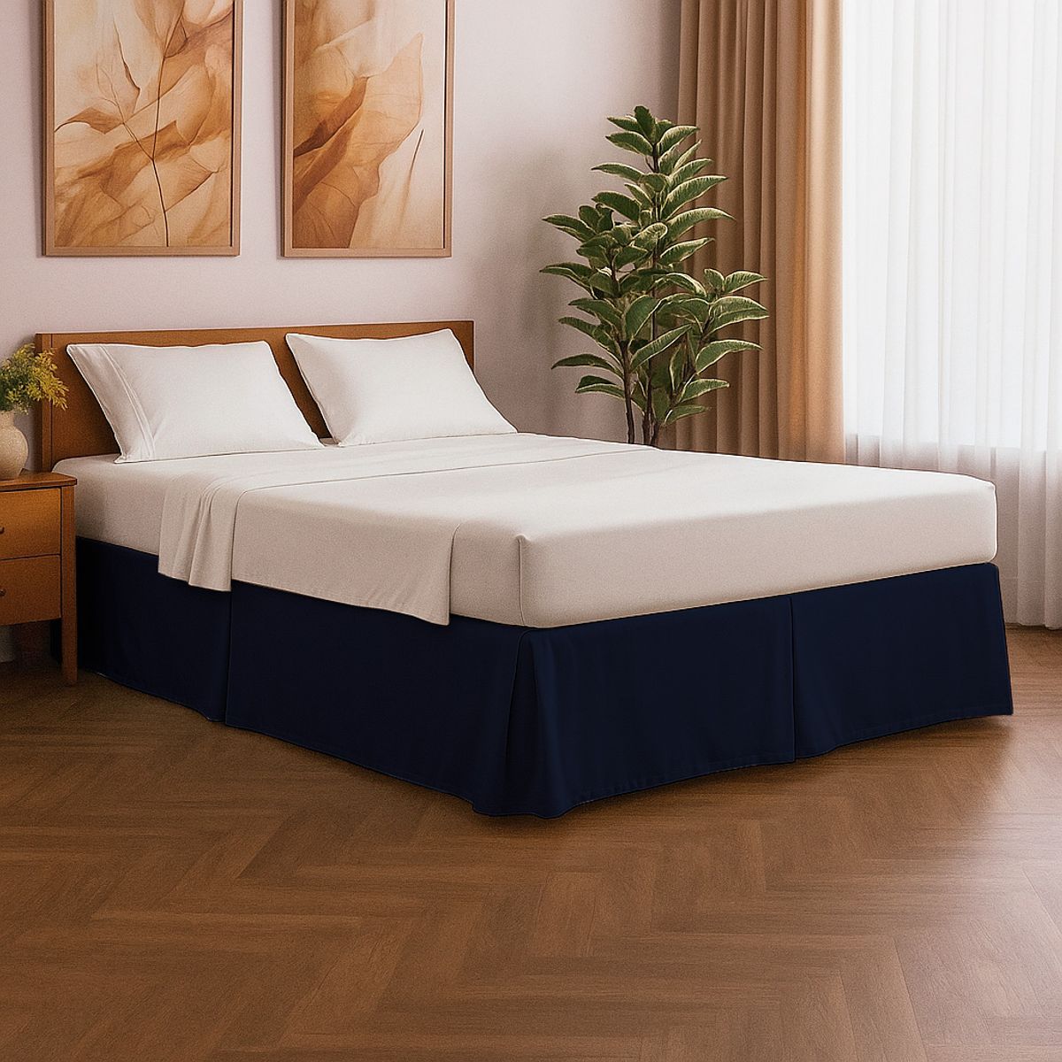 GENERICO - Cubre Tarima con Pliegues King 200 x 200 x 35 cm Azul marino