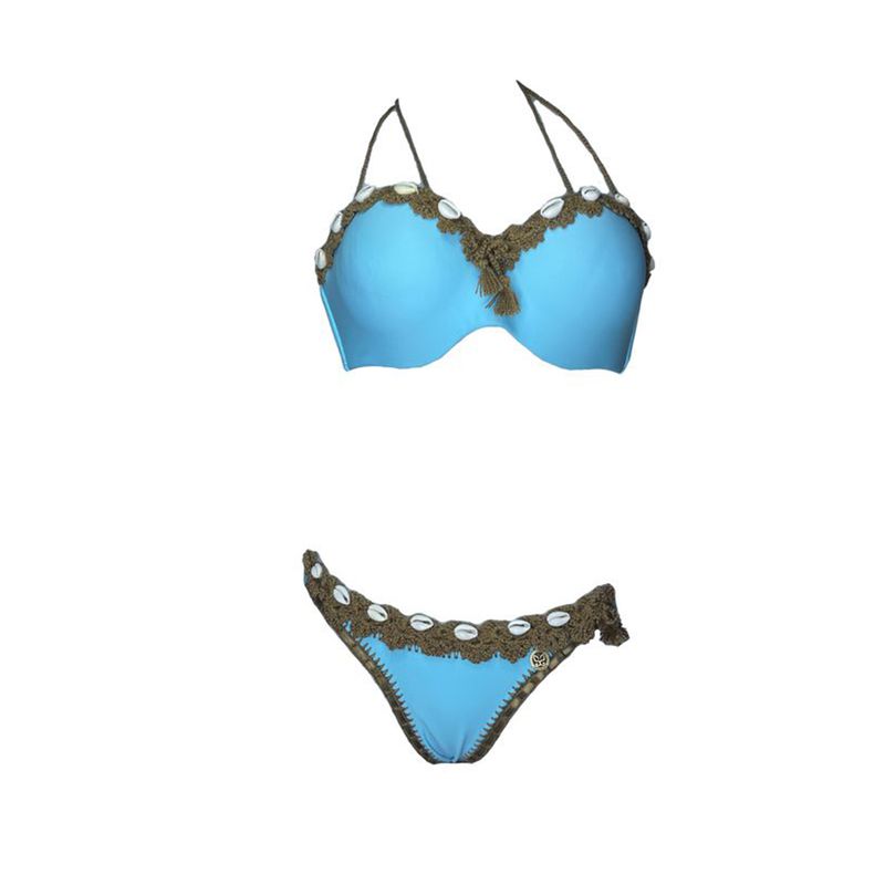 GENERICO - Bikini Licra UV Amelia Mary Earhart celeste GL-65-L