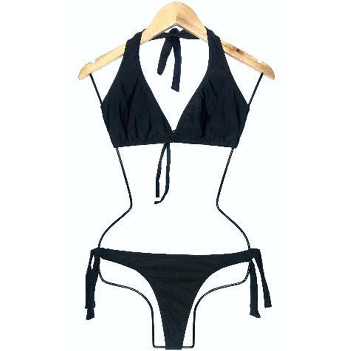 GENERICO - Bikini Licra UV Semihilo Clasico Negro GL-18-M