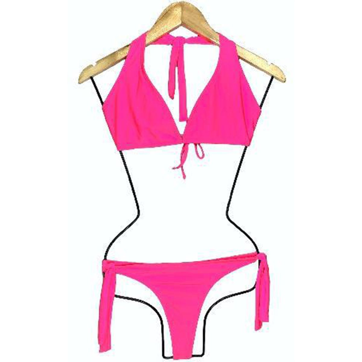 GENERICO - Bikini Licra UV Semihilo Clasico Rosado GL-18-S