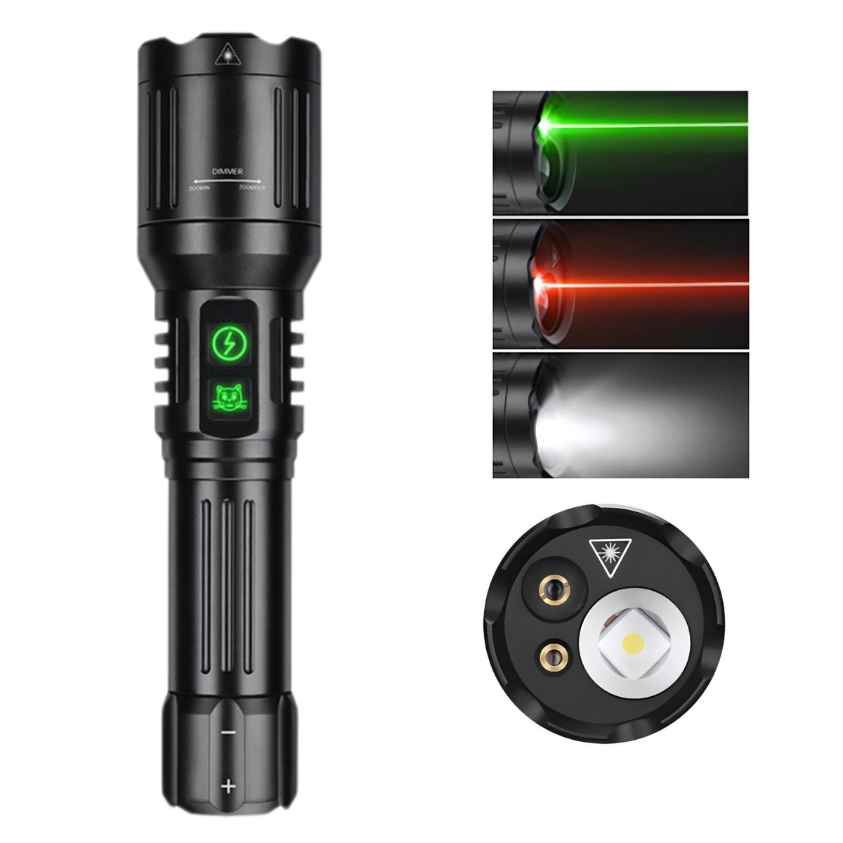 LIDIMI - Linterna Táctica Lidimi Láser Verde Rojo 2000m Recargable Blanco