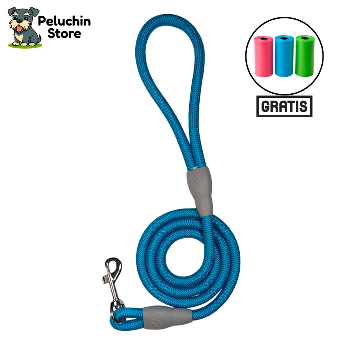 HAMACAS LIZARASO - Soga Perros Talla M, 120 cm Color Celeste - Peluchin Store