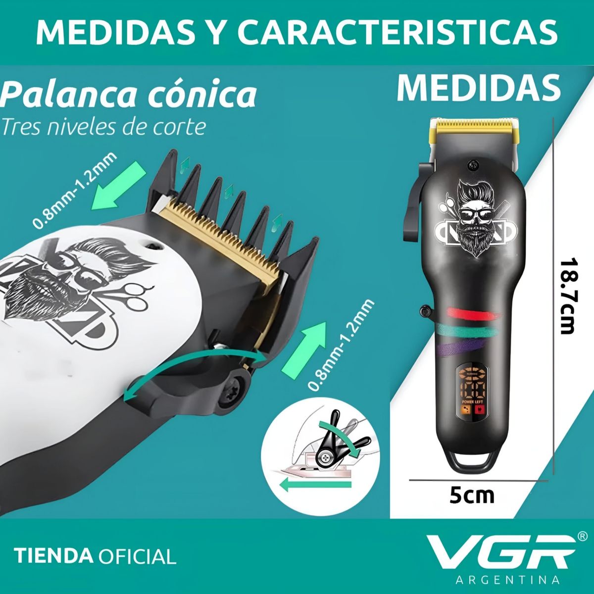 GENERICO - Cortadora de cabello VGR V-699 diseño barbería kit completo