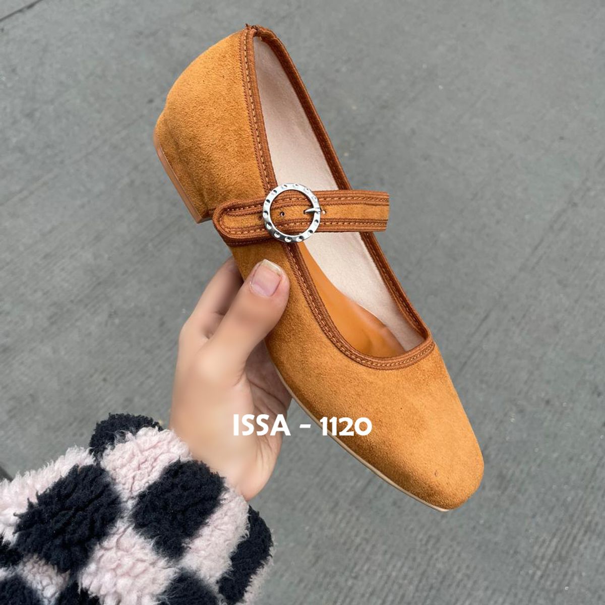 GENERICO - BALLERINA EN TENDENCIA DE TACO 2CM ALONDRA EN COLOR CAMEL SUEDE