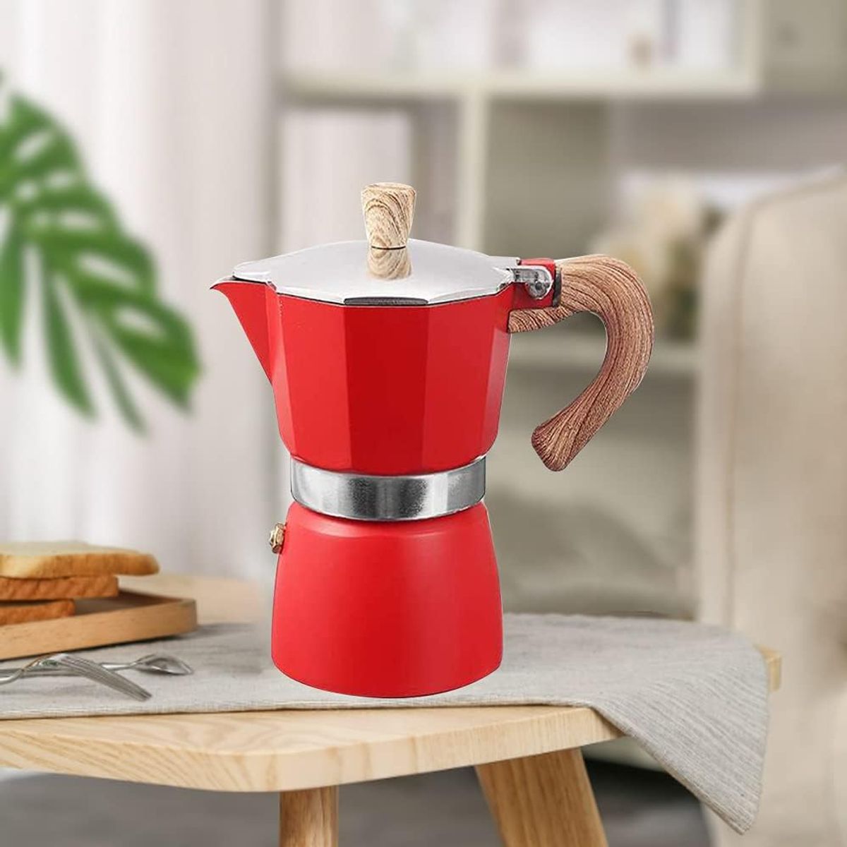 GENERICO - Cafetera moka italiana vintage ROJO  9 tazas