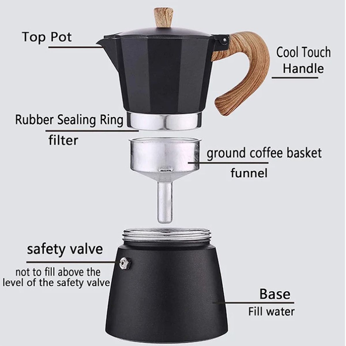 GENERICO - Greca italiana vintage NEGRO  9 tazas