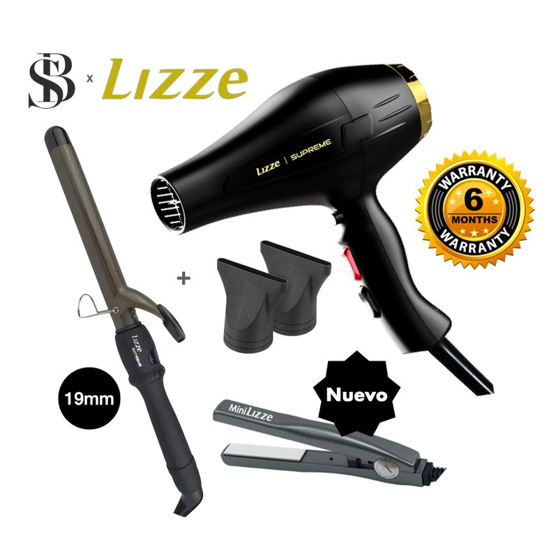 LIZZE - RIZADOR 19MM Y SECADORA DE CABELLO LIZZE SUPREME 2600W + MINI LIZZE