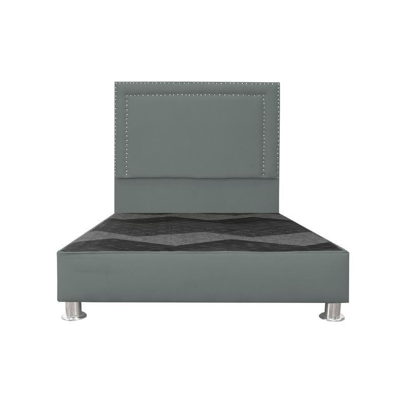 MUEBLES MACRUMO - Cama tapizada Perla - 1.5 Plz - Color Gris oscuro
