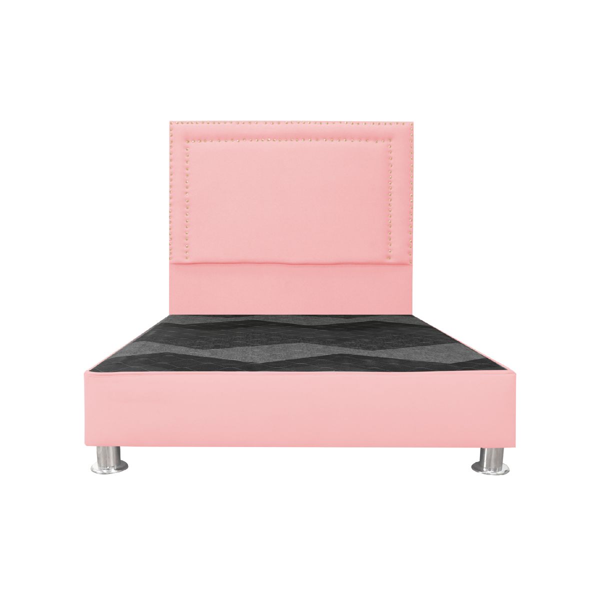 MUEBLES MACRUMO - Cama tapizada Perla - 1.5 Plz - Color Rosado