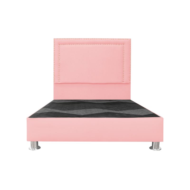 MUEBLES MACRUMO - Cama tapizada Perla - 1.5 Plz - Color Rosado